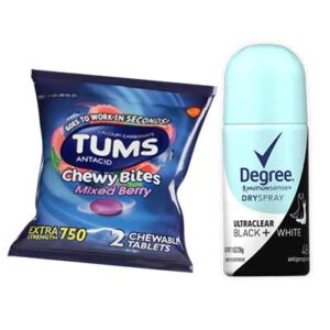 Free Women`s Degree Antiperspirant and TUMS Chewy Bites