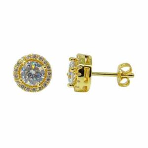 Free Pair of Gold Micro Pave Solitaire Studs