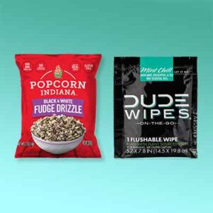 Free Popcorn Indiana and Dude Wipes Mint Chill