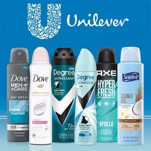 Free Unilever Dry Spray Deodorant and Antiperspirant
