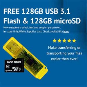 Free 128GB USB 3.1 Flash & 128GB microSD