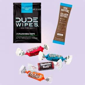 Free Vital Proteins – Chocolate Peptides, Dude Wipes – Fragrance Free and Tootsie Roll Frooties