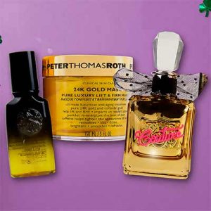 Free Oribe Gold Lust Hair Oil, Viva La Juicy Gold Couture Perfume & Peter Thomas Roth Gold Face Mask