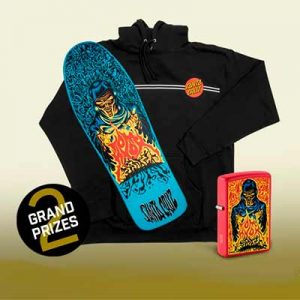 Free Hoodie Featuring The Santa Cruz Dot and Knox Firepit Zippo Lighter Depicting The Skateboard Design