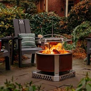 Free Breeo Smokeless Fire Pit, a Table, a Chair, a Cupholder, and more