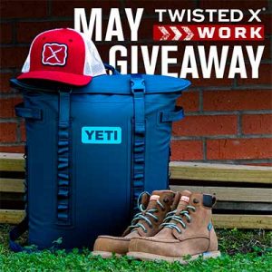 Free Pair of Twisted X Work Boots, a Baseball Cap, and a Yeti Soft Cooler