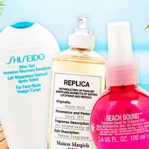 Free Maison Margiela Beach Walk Fragrance, Shiseido After Sun Emulsion & Bed Head Beach Bound Protection Spray