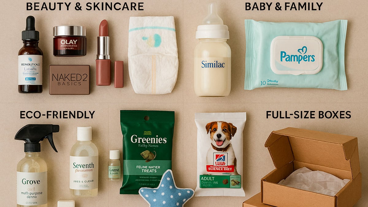 Infographic of legit free sample categories by mail in the USA 2025